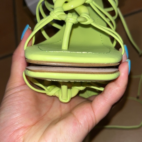 Jessica Simpson Achaia Daquiri Green Italia Nappa Lace Up Crisscross Heels NEW - Picture 7 of 14